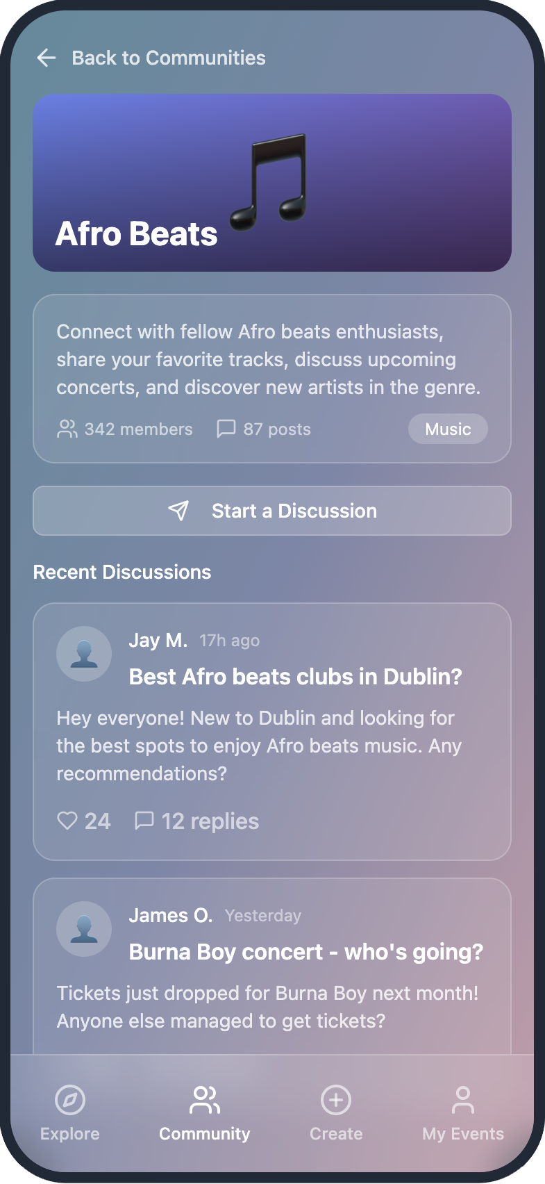 Orbit — Afro Beats community section